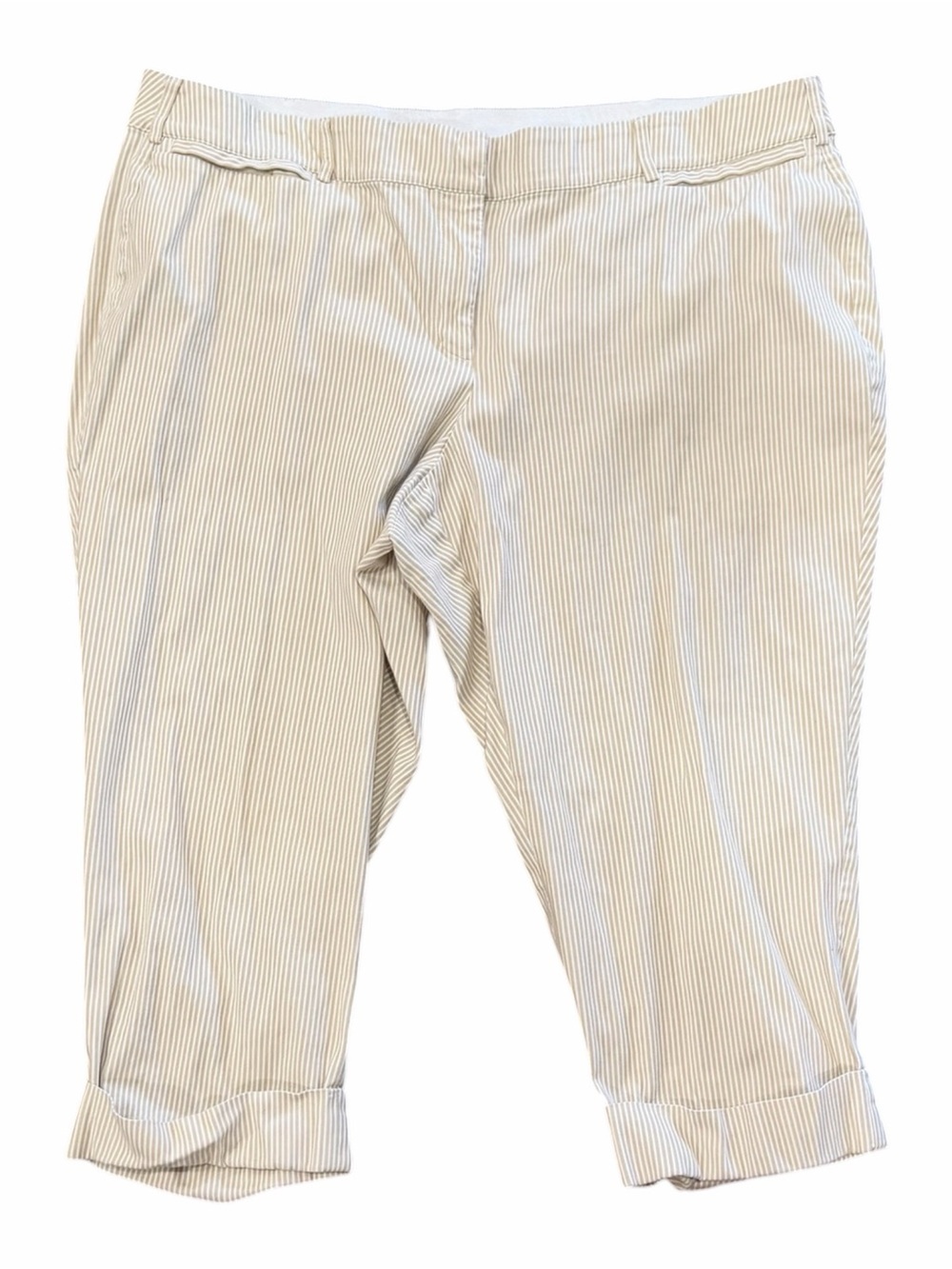Lane Bryant Beige Cropped Pinstripe The Lena Pants 24